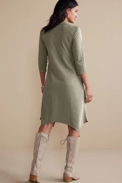 Soft Surroundings 3/4 Sleeve Danielle Button Dress