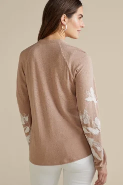 Soft Surroundings Alva Embroidered Knit Top