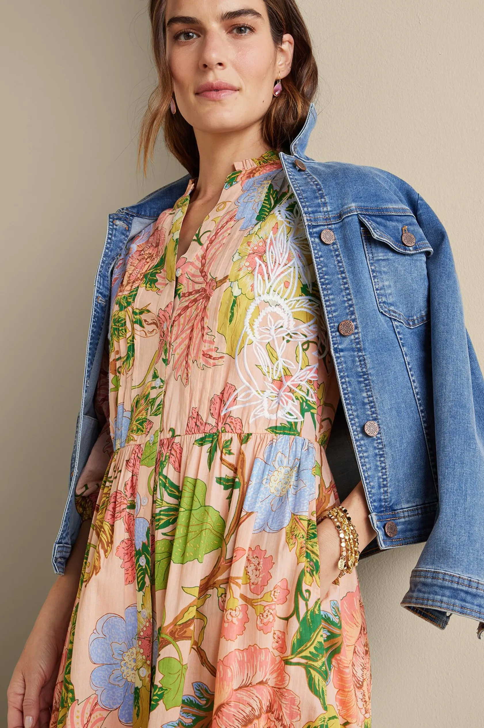 Soft Surroundings Bellicia Embroidered Midi Dress