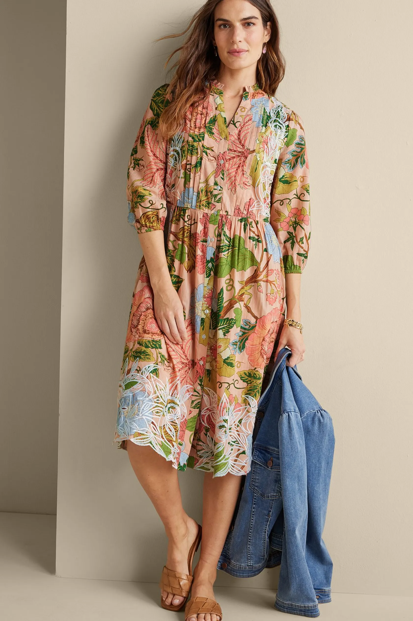 Soft Surroundings Bellicia Embroidered Midi Dress