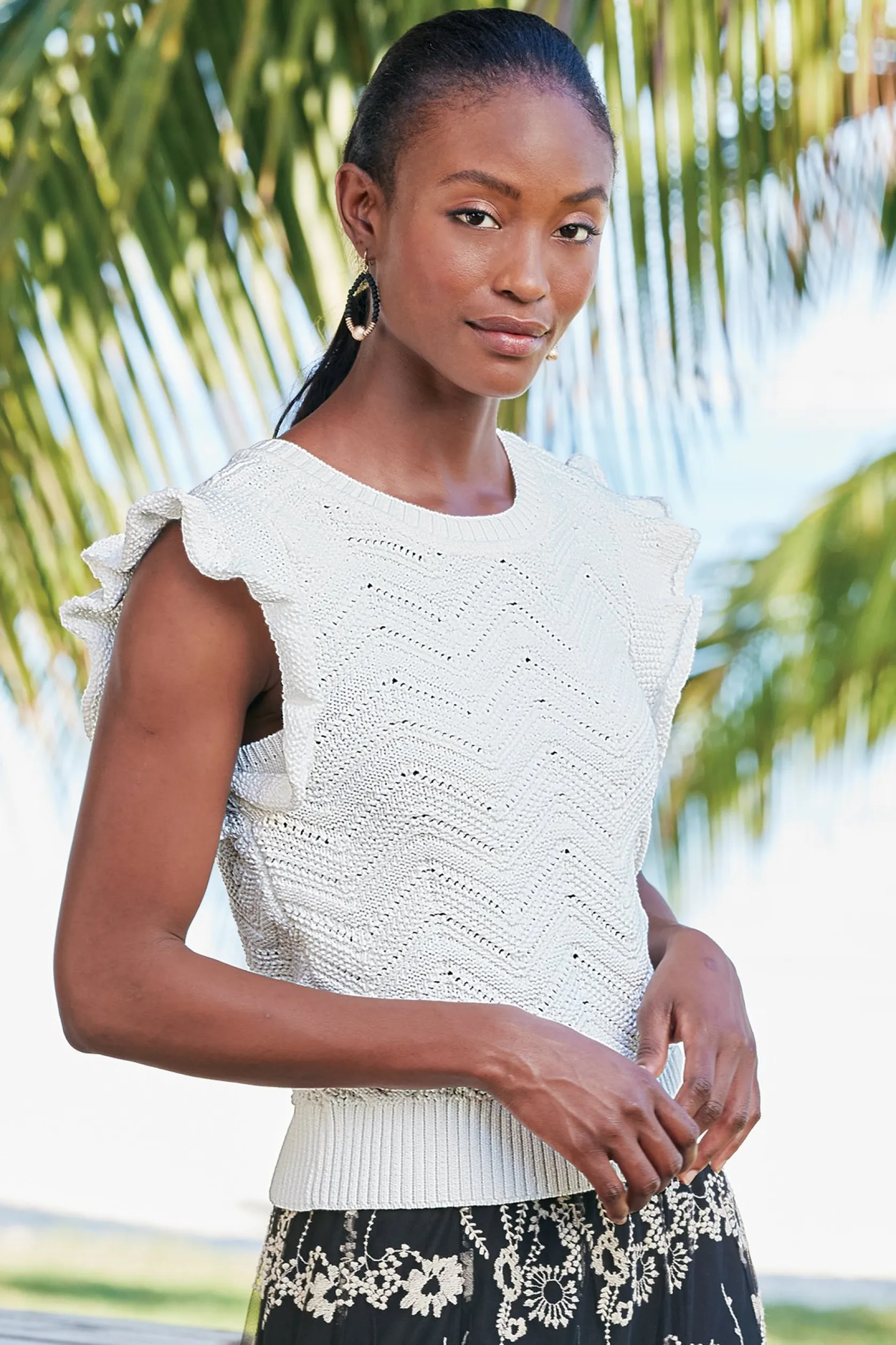 Soft Surroundings Celina Flutter Sleeve Sweater