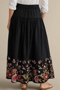 Soft Surroundings Cindi Embroidered Maxi Skirt