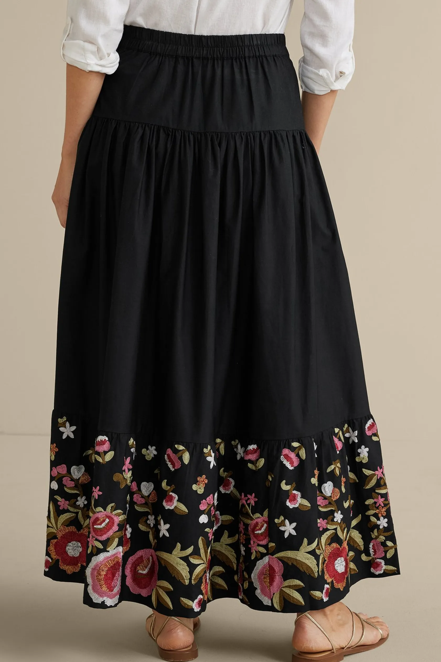 Soft Surroundings Cindi Embroidered Maxi Skirt