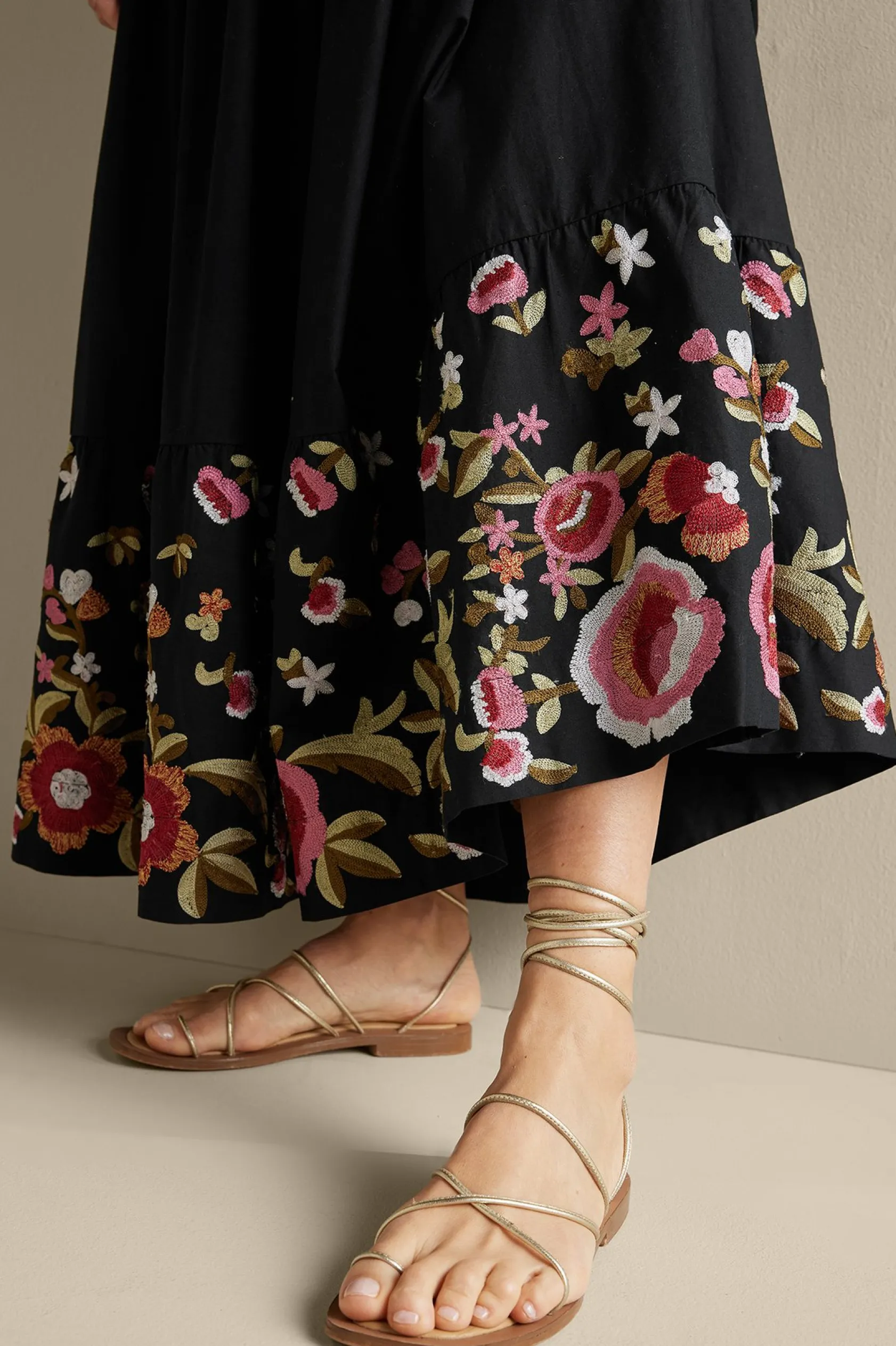 Soft Surroundings Cindi Embroidered Maxi Skirt
