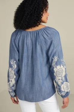 Soft Surroundings Diya Embroidered TENCEL™ Peasant Top
