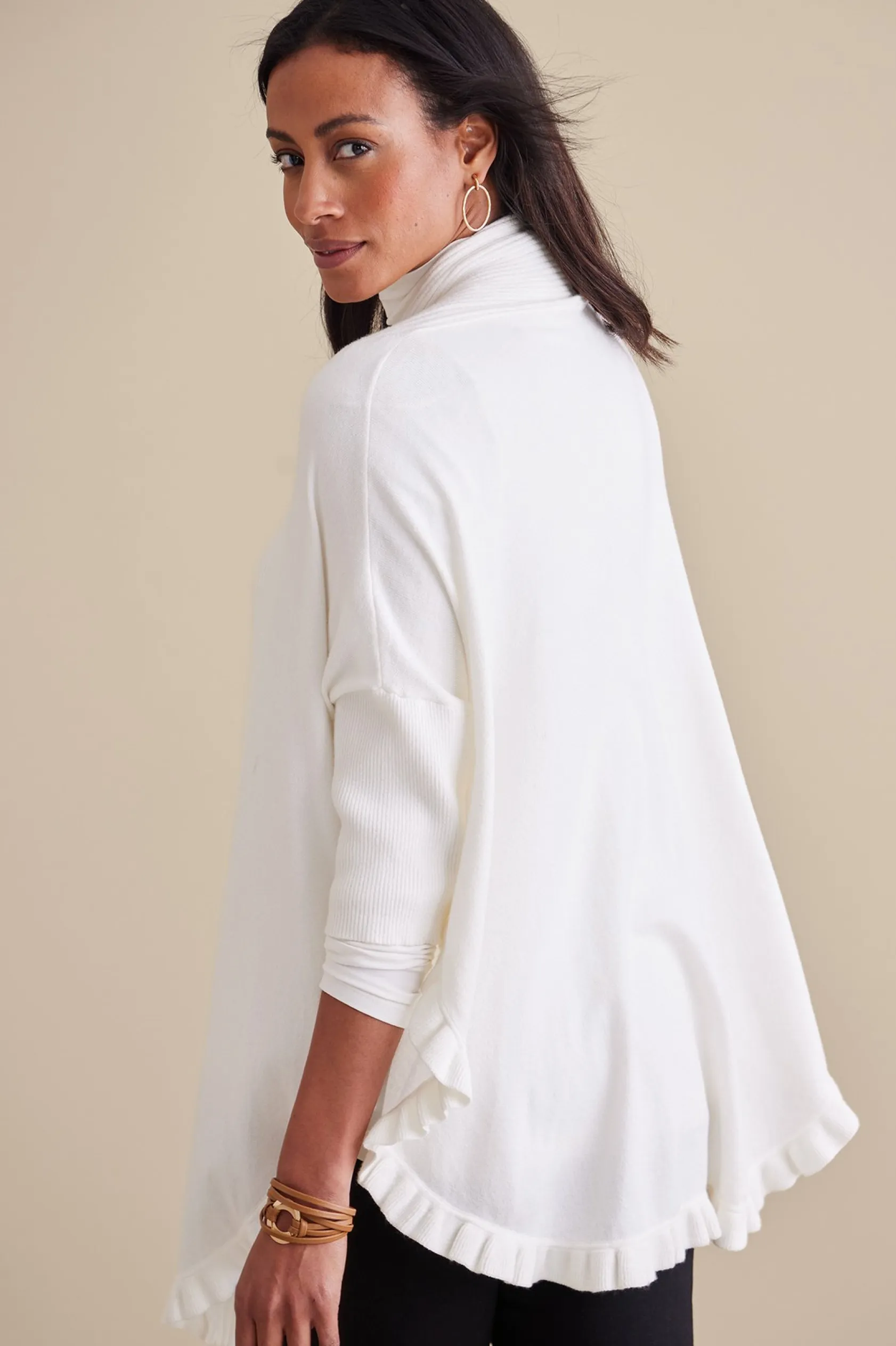 Soft Surroundings Draped Ruffle Cardigan