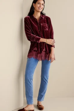 Soft Surroundings Eden Velvet & Lace Shirt