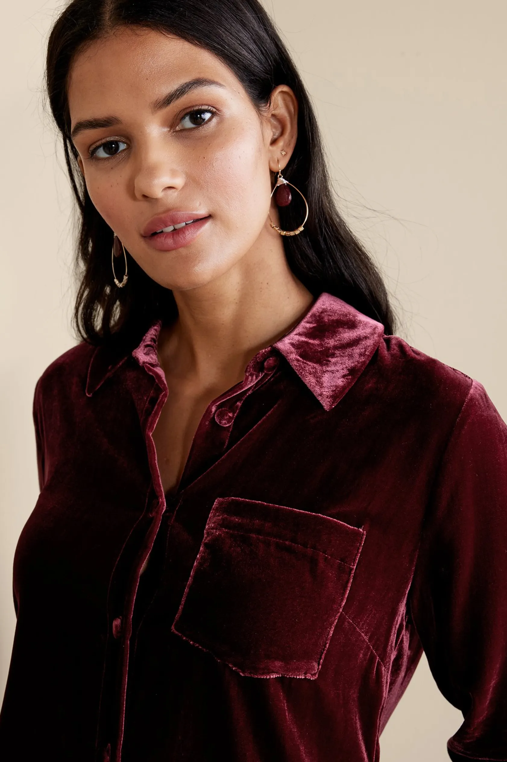 Soft Surroundings Eden Velvet & Lace Shirt