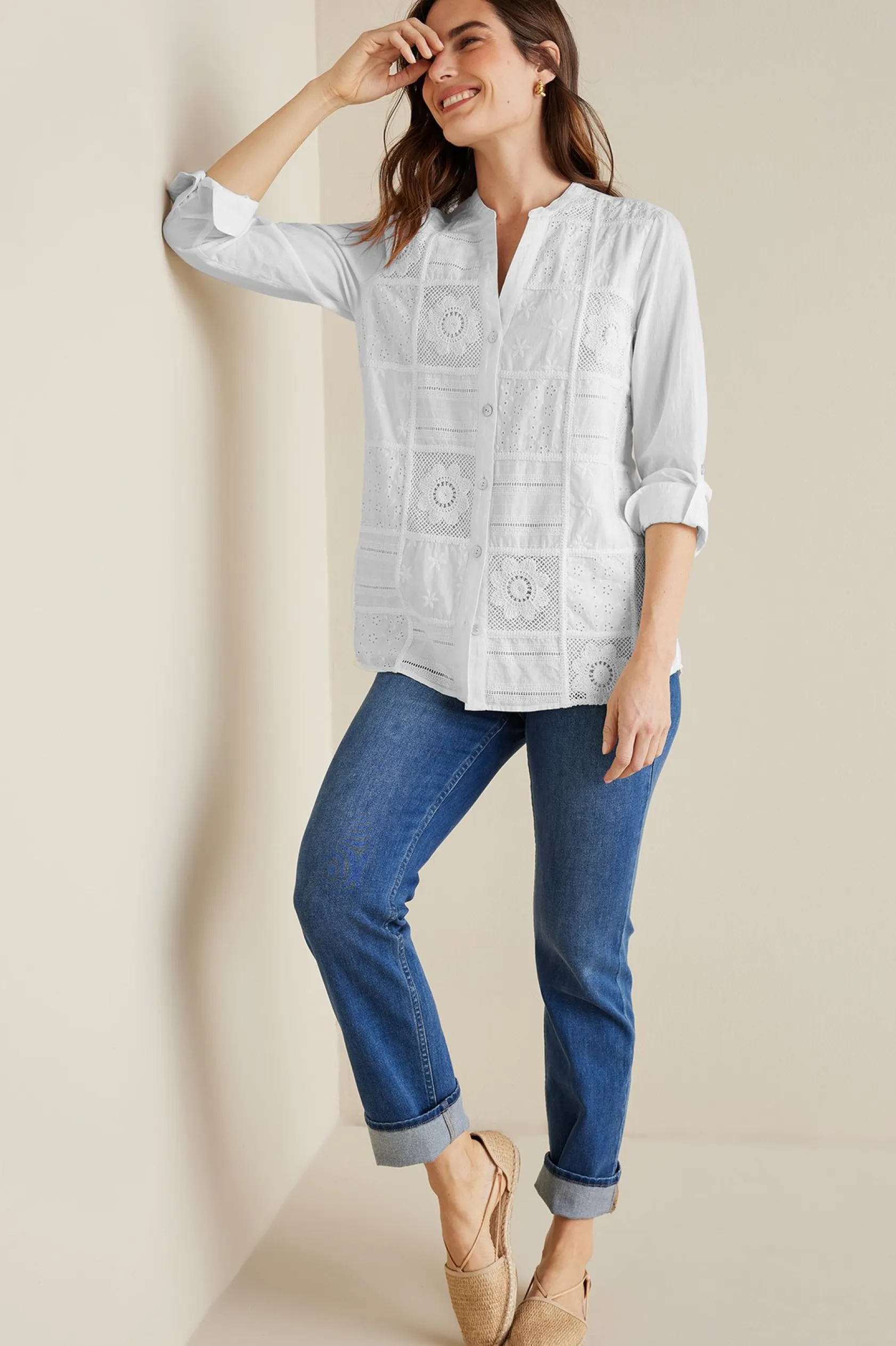 Soft Surroundings Eleanor Crochet Shirt