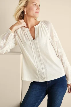 Soft Surroundings Enya Embroidered Top