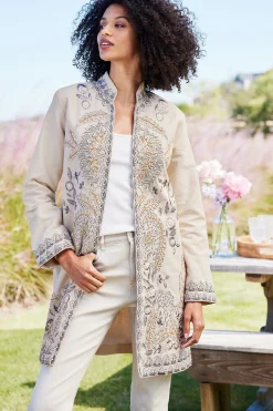 Soft Surroundings Kerala Embellished Natural Jacket