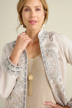 Soft Surroundings Kerala Embellished Natural Jacket