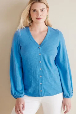 Soft Surroundings Lorna Button Front Top