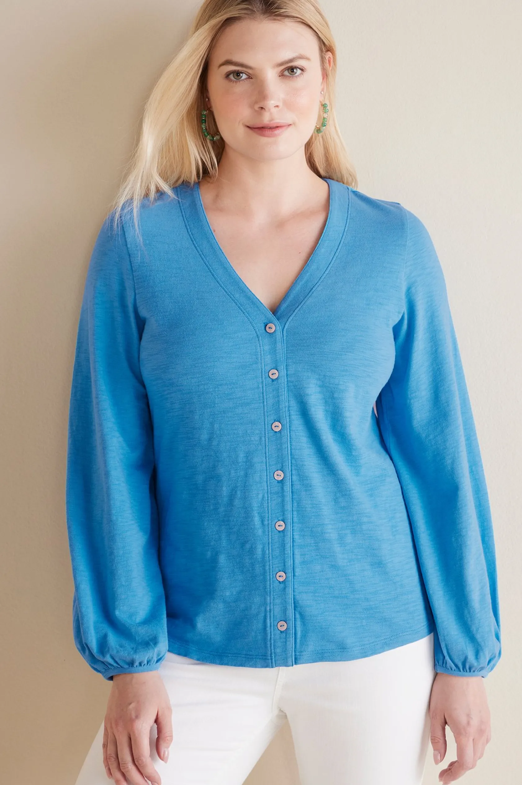 Soft Surroundings Lorna Button Front Top