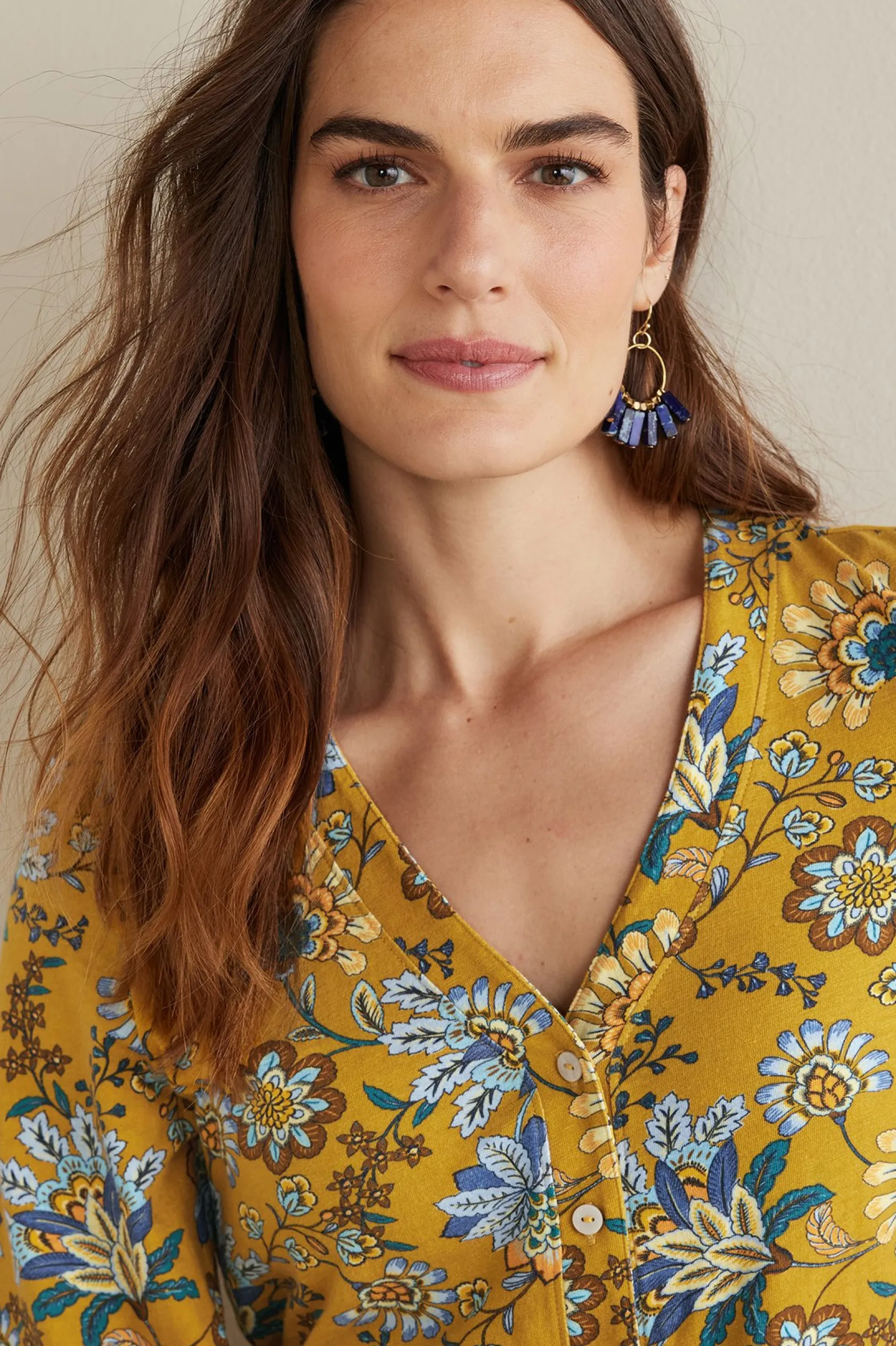 Soft Surroundings Lorna Button Front Top