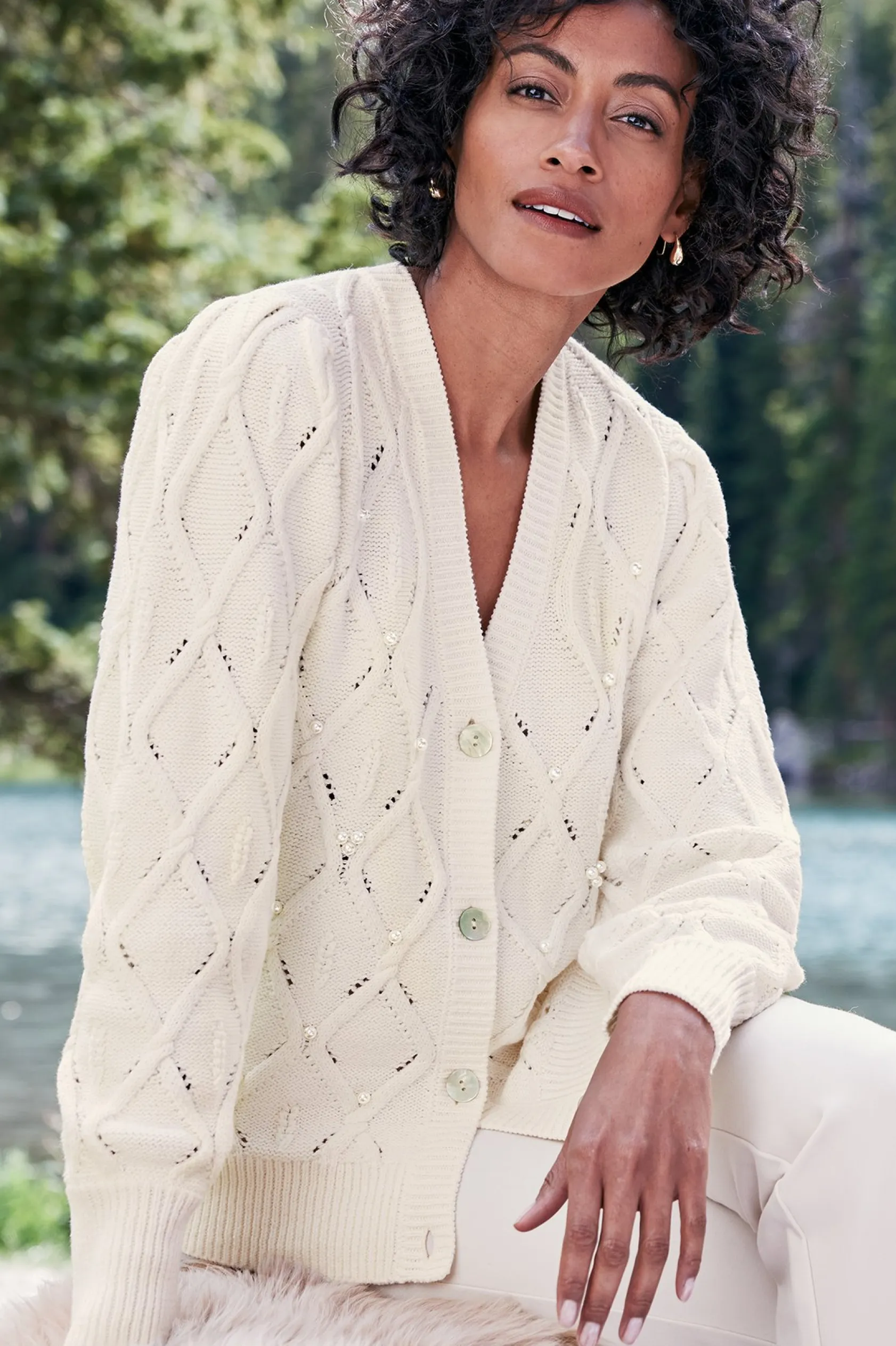 Soft Surroundings Meryl Cable Cardigan