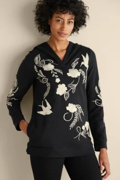 Soft Surroundings Miraflores Embroidered French Terry Hoodie