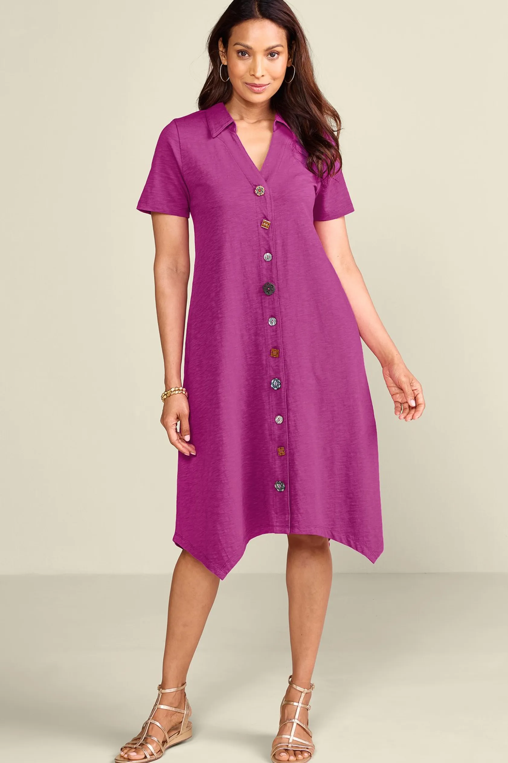 Soft Surroundings Petites Danielle Button Dress