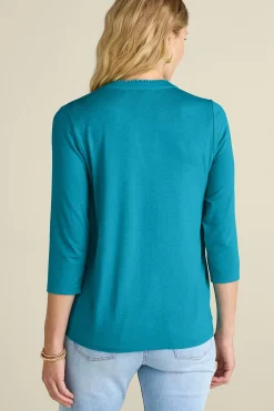 Soft Surroundings Petites Delsie Embroidered Top