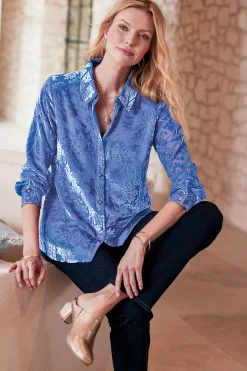 Soft Surroundings Petites Floreat Velvet Shirt