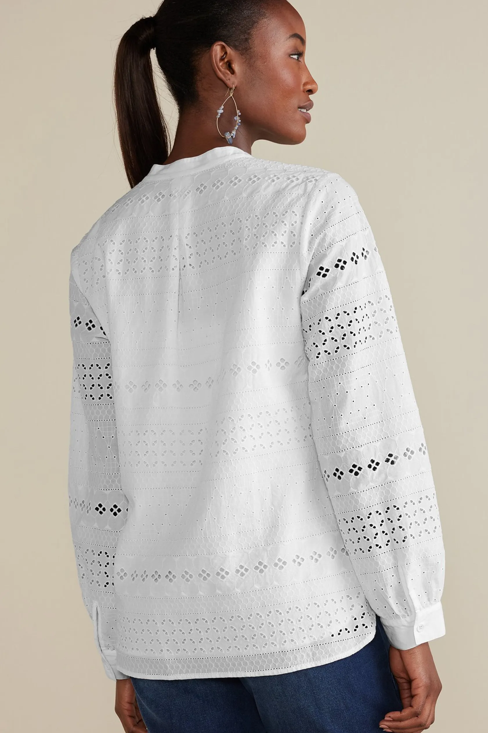 Soft Surroundings Petites Lenore Eyelet Top