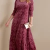 Soft Surroundings Petites Santiago Embossed Velvet Dress