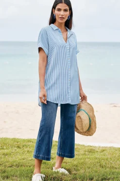 Soft Surroundings Petites Ultimate Denim Wide Leg Crop Jeans