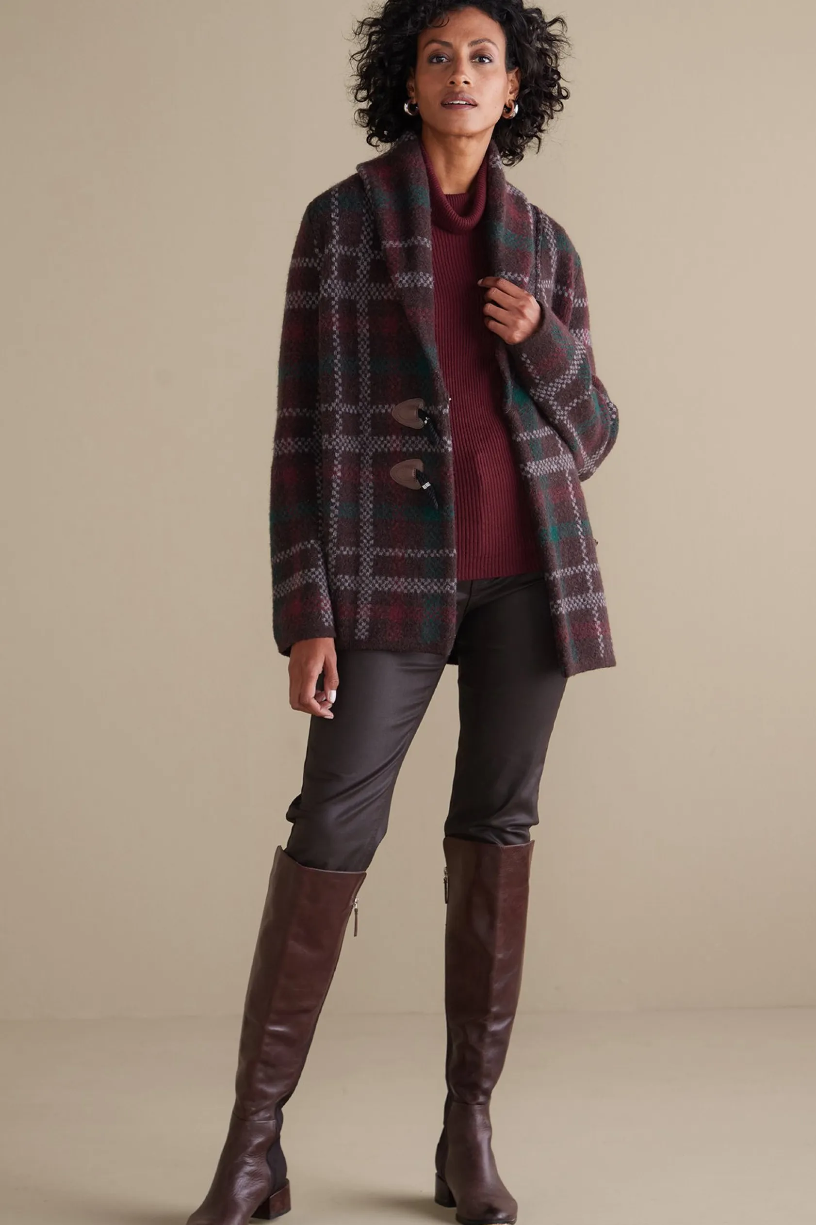 Soft Surroundings Plaid Sweater Coat