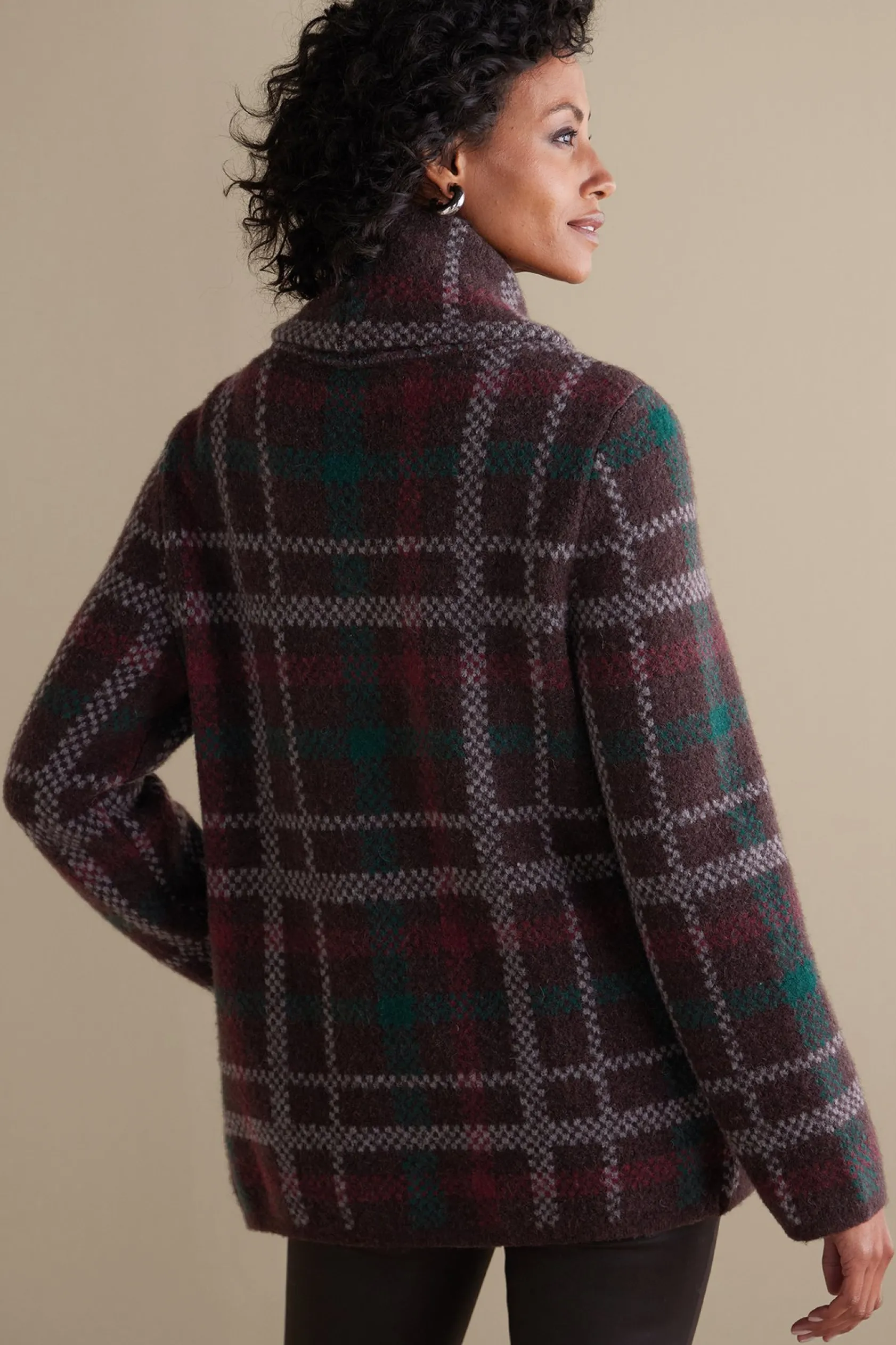 Soft Surroundings Plaid Sweater Coat