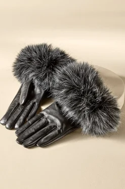 Soft Surroundings Sasha Faux Fur Leather Gloves