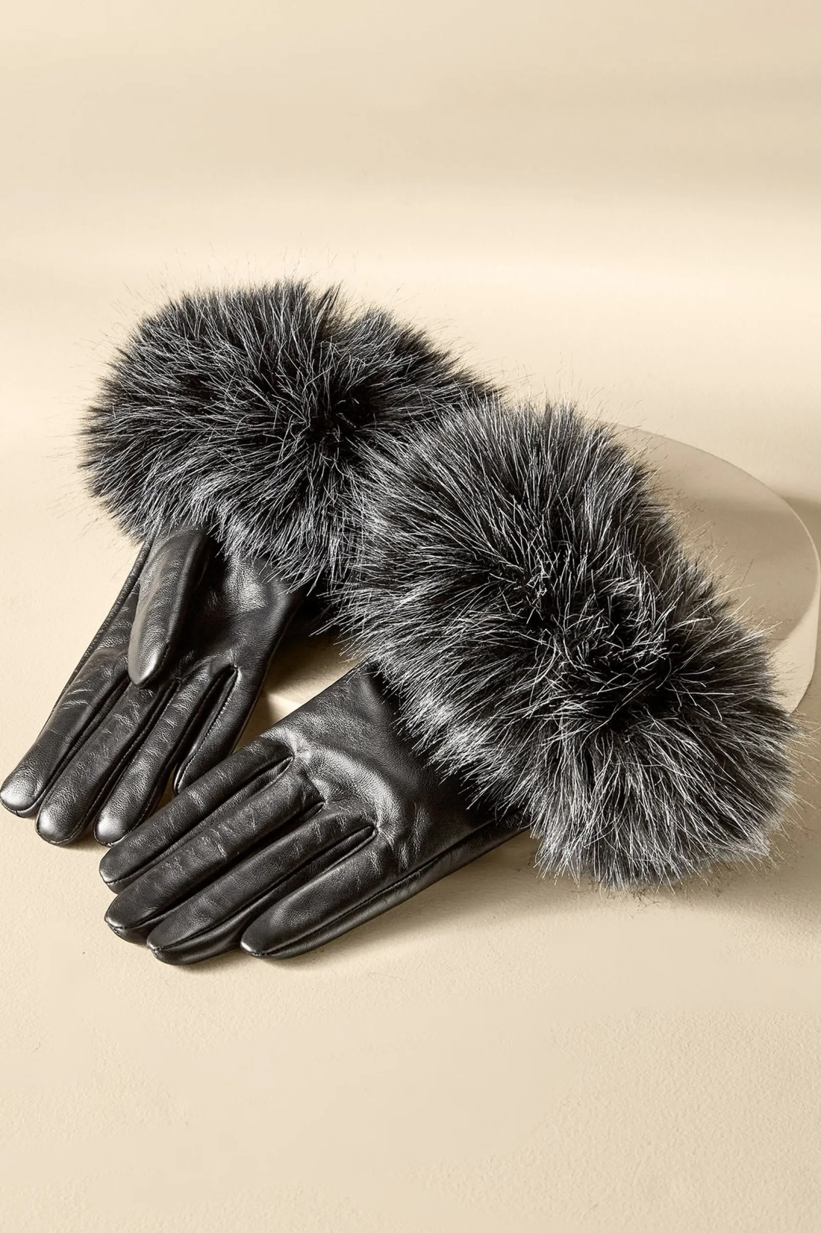 Soft Surroundings Sasha Faux Fur Leather Gloves