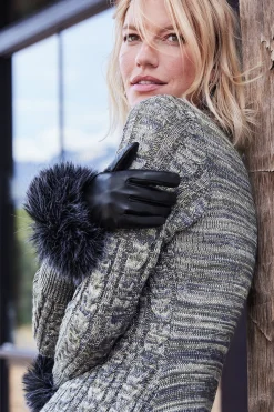 Soft Surroundings Sasha Faux Fur Leather Gloves