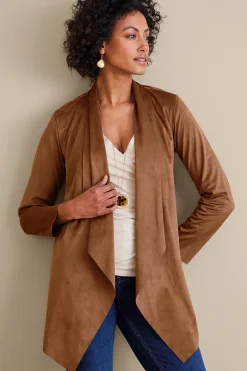 Soft Surroundings Shape Drape Faux Suede Jacket