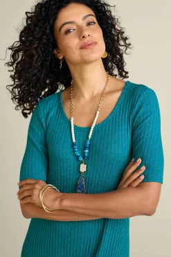 Soft Surroundings Textured Short Sleeve Santiago Dress