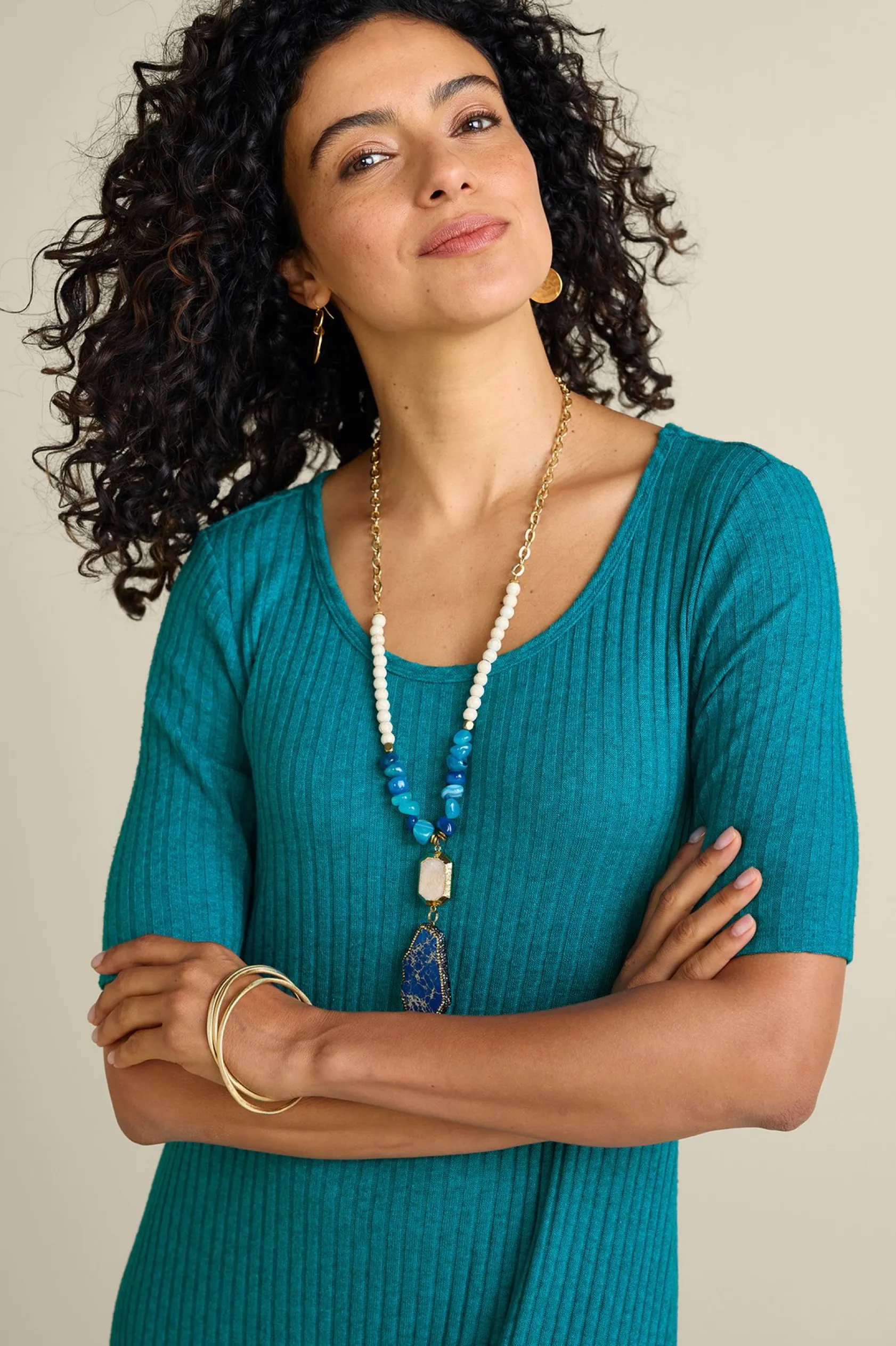 Soft Surroundings Textured Short Sleeve Santiago Dress