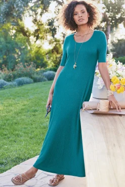 Soft Surroundings Textured Short Sleeve Santiago Dress