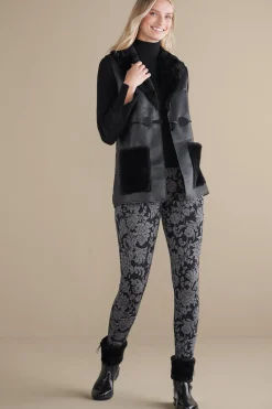 Soft Surroundings Zeva Faux Leather Shearling Vest