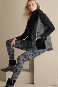 Soft Surroundings Zeva Faux Leather Shearling Vest