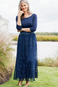 Soft Surroundings Zuri Embroidered Mesh Skirt